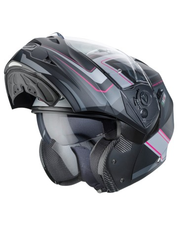 Casco Caberg Duke Ii Modular Tour Negro Mate Rosa Antracita Plata