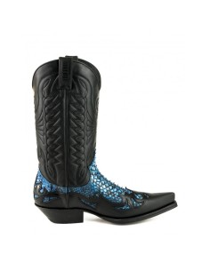 BOTA COWBOY CRAZY OLD NEGRO PITÓN AZUL 2