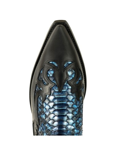 BOTA COWBOY CRAZY OLD NEGRO PITÓN AZUL