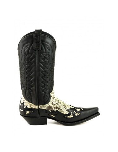 BOTA COWBOY CRAZY OLD NEGRO PITÓN BLANCO