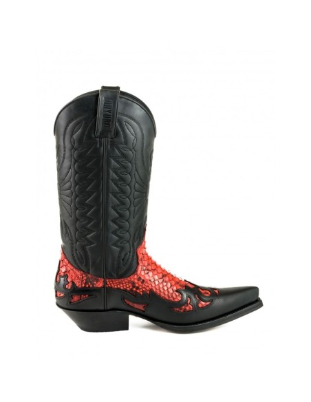 BOTA COWBOY CRAZY OLD NEGRO PITÓN ROJO