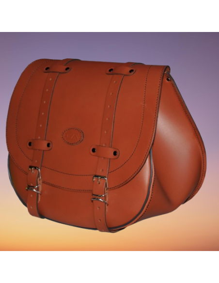 ALFORJA LATERAL PIEL BANDO BASICA UNIVERSAL MARRON CLARO