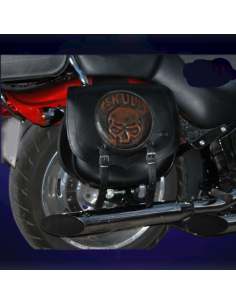 ALFORJAS PIEL SPARTA SKULL CZ PARA HD SOFTAIL FXSTC 2