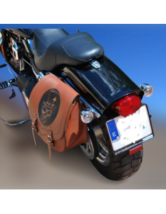 ALFORJA SPARTA SKULL HAT HD HC AMORT IZQ DYNA FAT-BOB MARRÓN 2