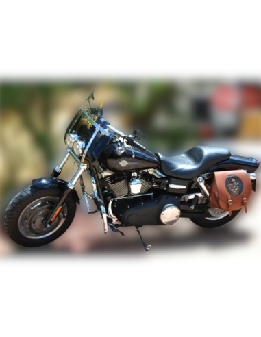 ALFORJA SPARTA SKULL HAT HD HC AMORT IZQ DYNA FAT-BOB MARRÓN