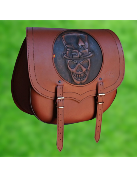 ALFORJA SPARTA SKULL HAT HD HC AMORT IZQ DYNA FAT-BOB MARRÓN