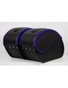 ALFORJAS PIEL RIGIDAS VENDETTA PERFIL AZUL 2