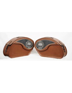 ALFORJAS RIGIDAS VENDETTA HARLEY DAVIDSON SKULL MARRÓN 2