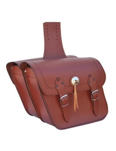 ALFORJAS PIEL APACHE MARRON BASICA 28X14X35