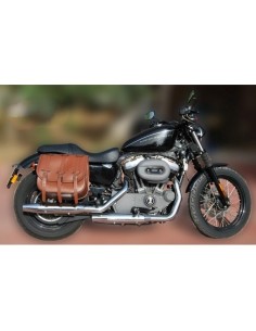 ALFORJA PIEL TRAJANO BASICA MARRÓN CUERO HCO AMORT DCHA SPORTSTER H.D 883-1200