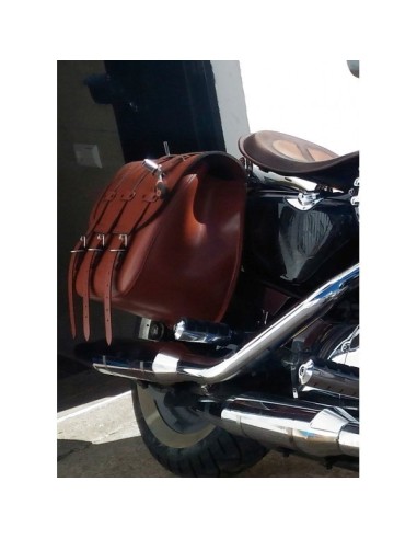 ALFORJA PIEL TRAJANO BASICA MARRÓN CUERO HCO AMORT DCHA SPORTSTER H.D 883-1200