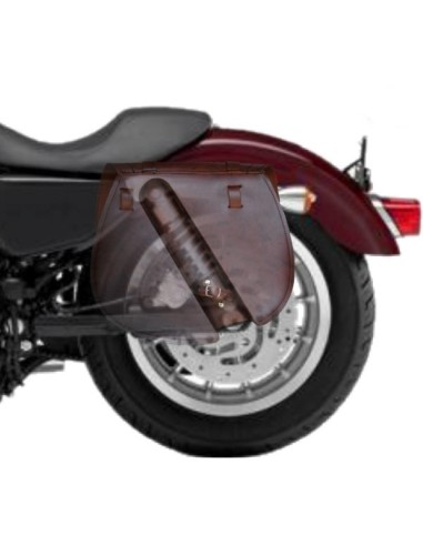 ALFORJA PIEL BANDO BÁSICA MARRÓN HCO AMORT IZDA SPORTSTER H.D 883-1200