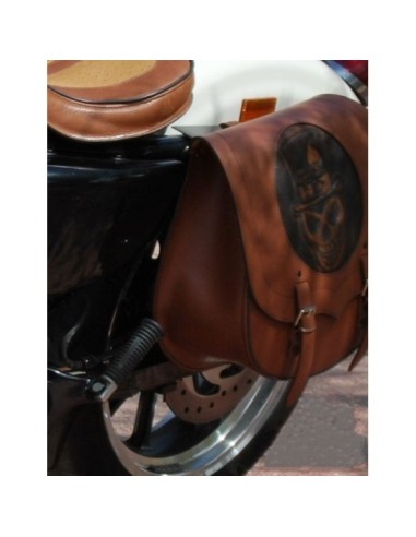 ALFORJA PIEL BANDO BÁSICA MARRÓN CLARO HCO AMORT DCHA SPORTSTER H.D