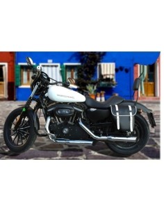 ALFORJA PIEL CENTURION HCO AMORT IZDA NEGRO/BLANCO SPORTSTER H.D
