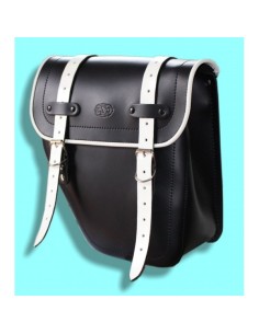 ALFORJA PIEL CENTURION HCO AMORT IZDA NEGRO/BLANCO SPORTSTER H.D 2