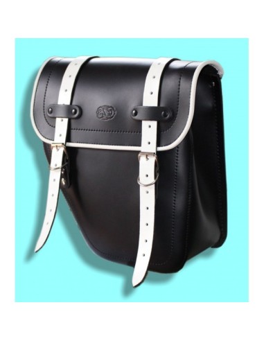 ALFORJA PIEL CENTURION HCO AMORT IZDA NEGRO/BLANCO SPORTSTER H.D