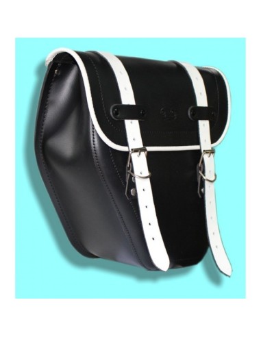 ALFORJA PIEL CENTURION HCO AMORT IZDA NEGRO/BLANCO SPORTSTER H.D