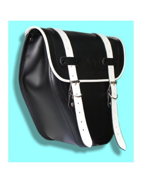 ALFORJA PIEL CENTURION HCO AMORT IZDA NEGRO/BLANCO SPORTSTER H.D