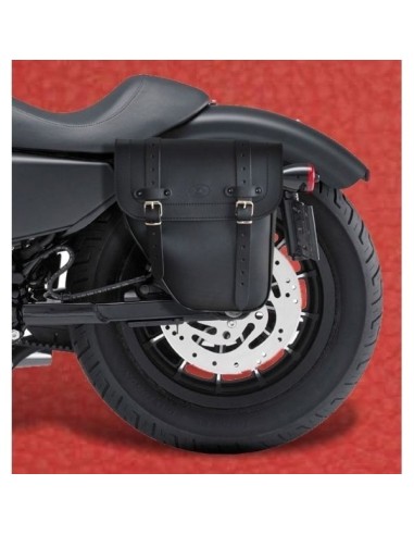 ALFORJA PIEL CENTURION HCO AMORT IZDA NEGRO/BLANCO SPORTSTER H.D