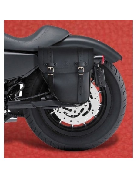 ALFORJA PIEL CENTURION HCO AMORT IZDA NEGRO/BLANCO SPORTSTER H.D