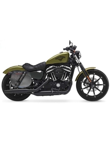 ALFORJA PIEL SPARTA SKULL HAT MARRÓN CUERO HCO AMORT DERECHA SPORTSTER H.D