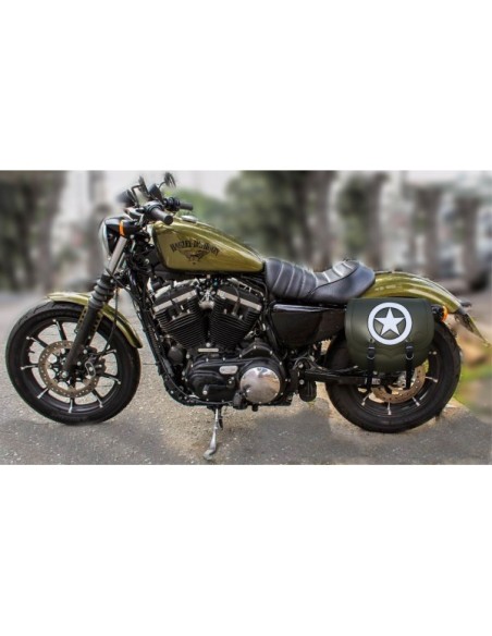 ALFORJA PIEL SPARTA ARMY STAR VERDE MILITAR IZDA H.D SPORTER  883-1200