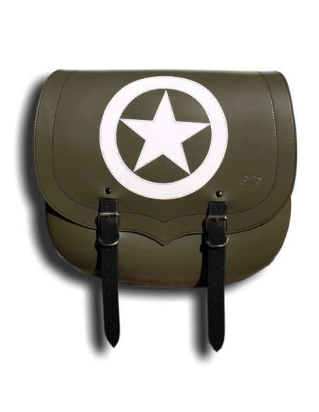ALFORJA PIEL SPARTA ARMY STAR VERDE MILITAR DCHA H.D SPORTER  883-1200 ALFORJA PIEL SPARTA ARMY STAR VERDE MILITAR DCHA H.D SPORTER  883-1200