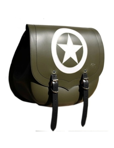 ALFORJA PIEL SPARTA ARMY STAR VERDE MILITAR DCHA H.D SPORTER  883-1200 ALFORJA PIEL SPARTA ARMY STAR VERDE MILITAR DCHA H.D SPORTER  883-1200