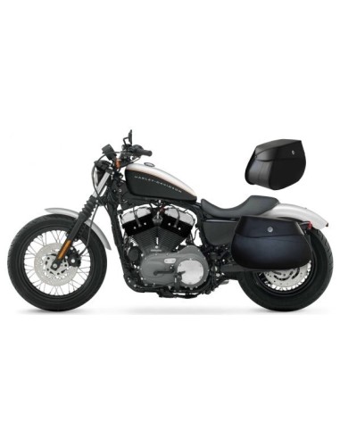 ALFORJAS PIEL PIZARRO BLOQUE HCO AMORT PARA H.D SPORTSTER 883-1200