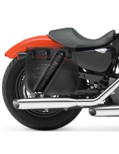 ALFORJA PIEL ULISES HILO NARANJA DCHA HCO AMORT PARA SPORTSTER H.D 2