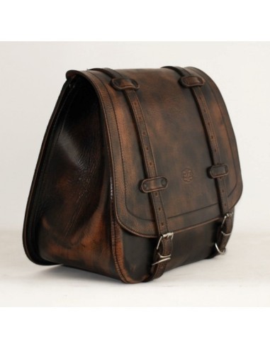 ALFORJA PIEL ULISES MARRÓN VINTAGE DCHA PARA SPORTSTER H.D
