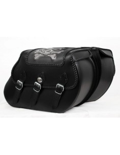 ALFORJAS PIEL IKARO SKULL TIBIAS HCO AMORT PARA H.D SPORTSTER 2