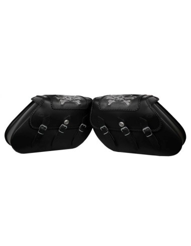 ALFORJAS PIEL IKARO SKULL TIBIAS HCO AMORT PARA H.D SPORTSTER