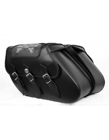 ALFORJAS PIEL IKARO SKULL TIBIAS HCO AMORT PARA H.D SPORTSTER