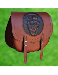 ALFORJA SPARTA SKULL HAT HD HC AMORT IZQ DYNA FAT-BOB MARRÓN 2