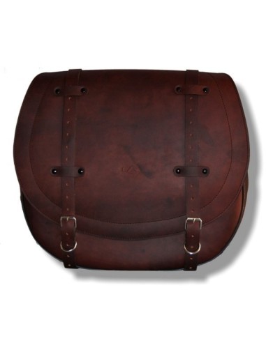 ALFORJA PIEL BIG BANDO BASICA MARRÓN IZQUIERDA PARA DYNA H.D