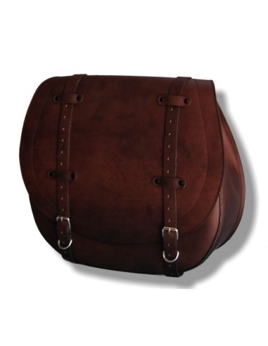 ALFORJA PIEL BIG BANDO BASICA MARRÓN IZQUIERDA PARA DYNA H.D