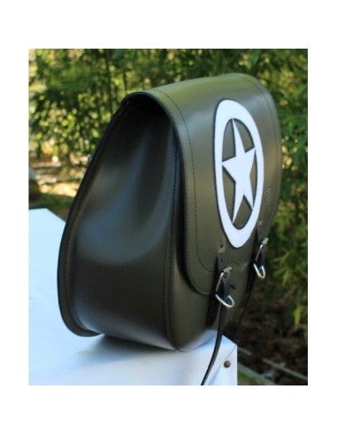 ALFORJA PIEL SPARTA ARMY STAR VERDE MILITAR DCHA DYNA STREET BOB H.D