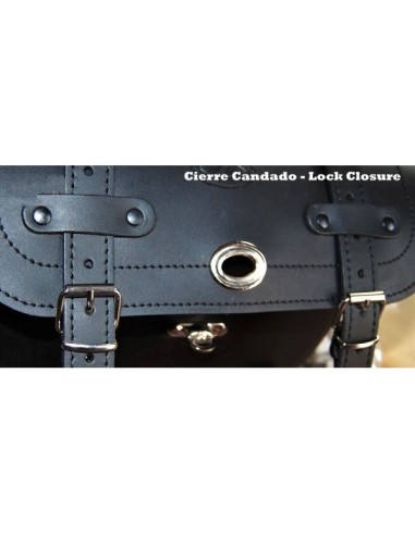 ALFORJA PIEL CENTURION PARCHE CALAVERA DCHA PARA DYNA H.D