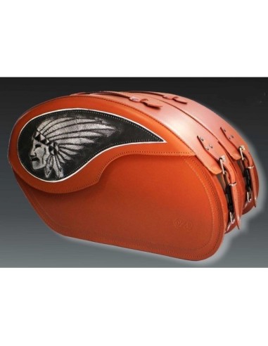 ALFORJAS RIGIDAS VENDETTA GRAN JEFE MARRÓN CUERO SOFTAIL FAT BOY H.D