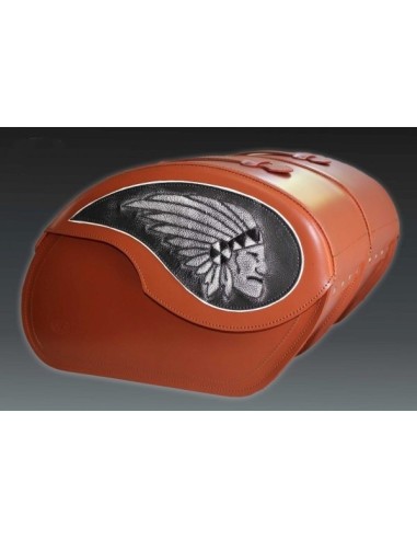 ALFORJAS RIGIDAS VENDETTA GRAN JEFE MARRÓN CUERO SOFTAIL FAT BOY H.D