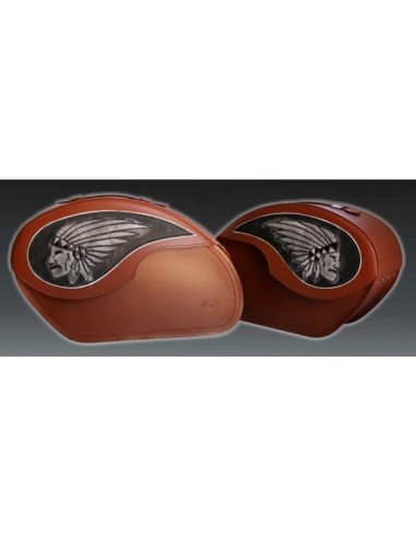 ALFORJAS RIGIDAS VENDETTA GRAN JEFE MARRÓN CUERO SOFTAIL FAT BOY H.D