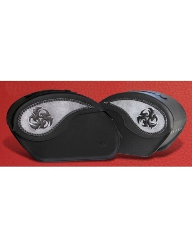 ALFORJAS RIGIDAS PIEL VENDETTA TRIBAL ASPAS PARA SOFTAIL FAT BOY SPECIALH.D