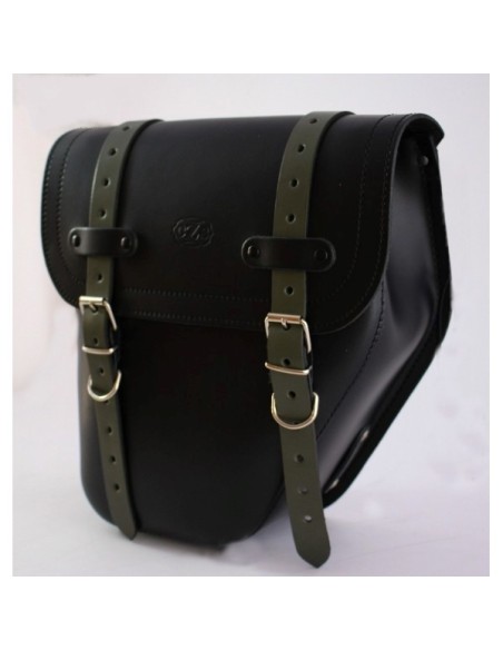 ALFORJA PIEL CENTURION NEGRO-VERDE DERECHA SOFTAIL SLIM H.D ALFORJA PIEL CENTURION NEGRO-VERDE DERECHA SOFTAIL SLIM H.D