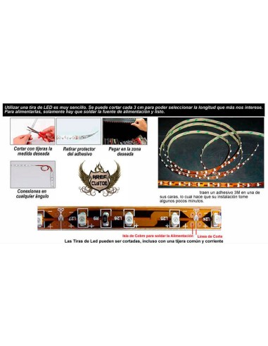 TIRA FLEXIBLE DE LUZ DE LED 1MT AZUL IMPERMEABLE