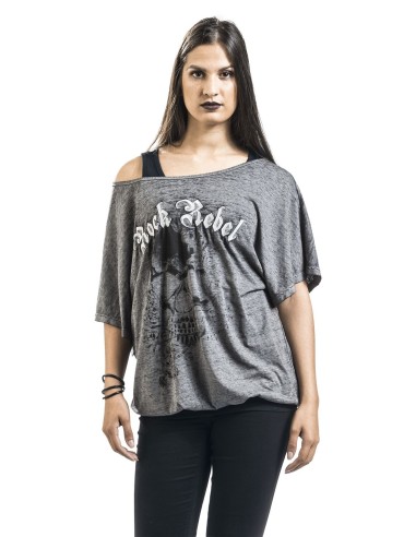 CAMISETA HEART RULES ROCK REBEL para Camisetas Chica