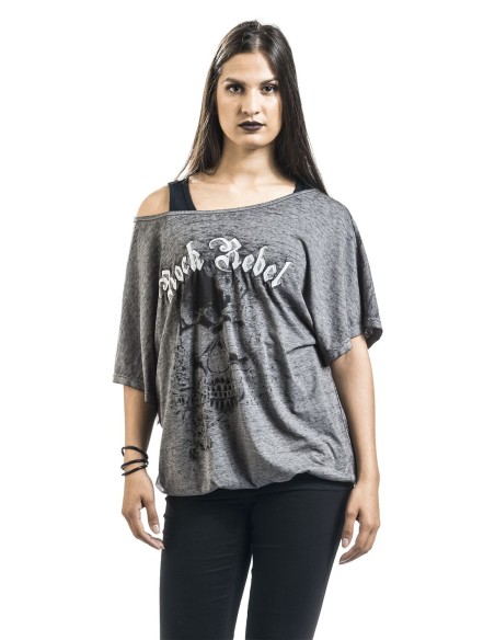 CAMISETA HEART RULES ROCK REBEL para Camisetas Chica