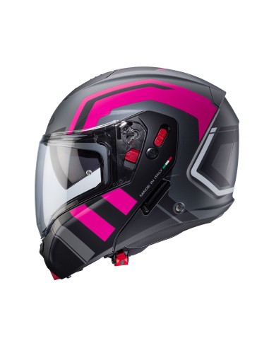 CASCO MODULAR CABERG HORUS X ROAD GUN METAL- NEGRO - FUCSIA para Ca...