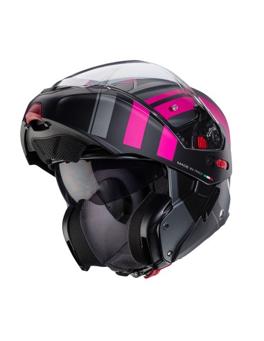 CASCO MODULAR CABERG HORUS X ROAD GUN METAL- NEGRO - FUCSIA para Ca...