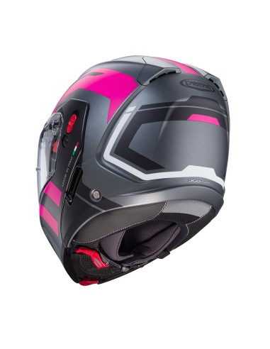 CASCO MODULAR CABERG HORUS X ROAD GUN METAL- NEGRO - FUCSIA para Ca...